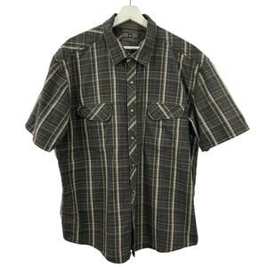 REI Men’s Organic Cotton Plaid Snap Button Down Short Sleeve Shirt Size XL